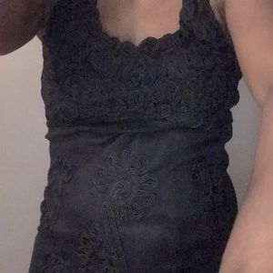 Black Sleeveless Mesh Dress with Soutache